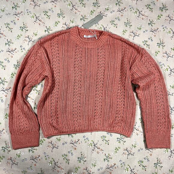 One Grey Day Crewneck Sweatshirt Shorts Set Small Pullover Pointelle Soft Lounge - Picture 3 of 11